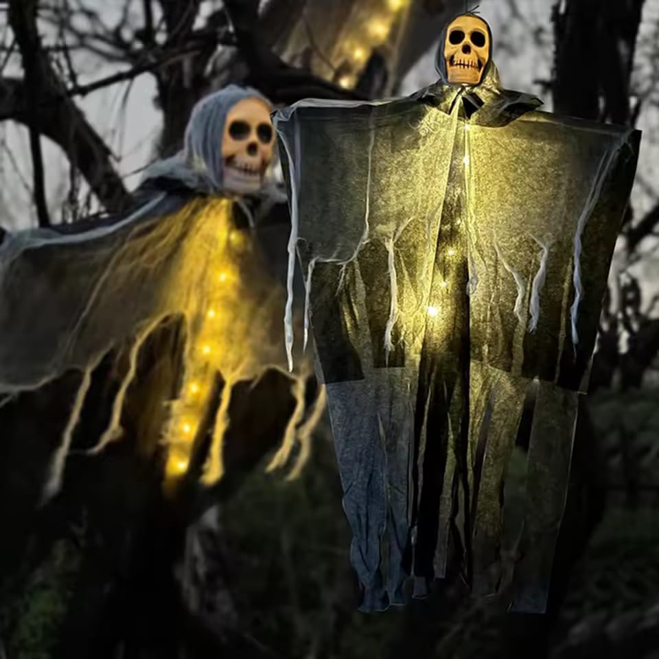 halloween glowing skull skeleton