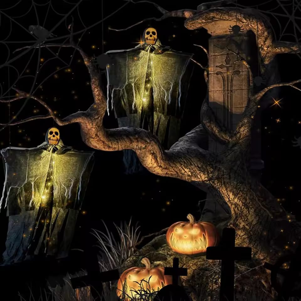 halloween glowing skull skeleton